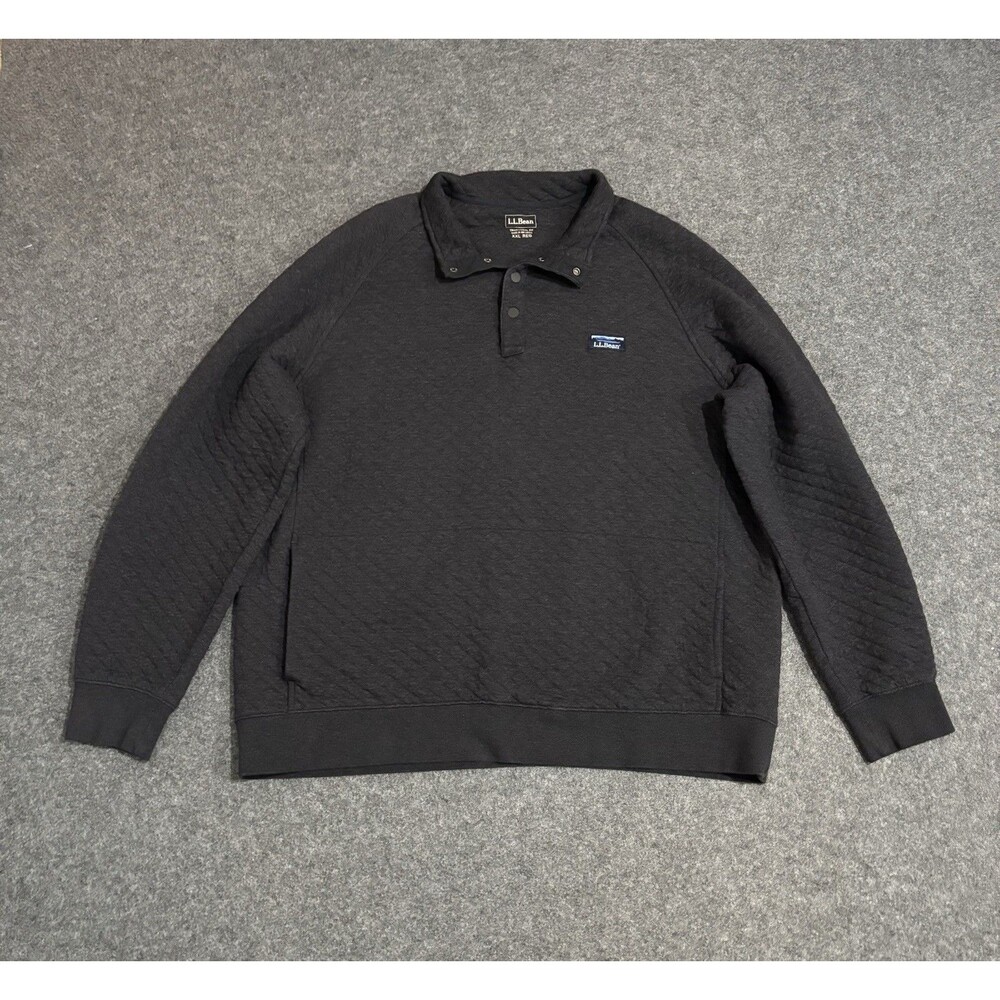 LL Bean Quilted Sweatshirt Mens 2XL Snap Button Pullover